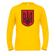 Чоловічий лонгслів з червоно-чорним гербом України
