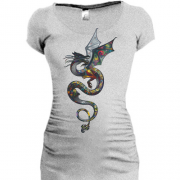 Подовжена футболка з градієнтним драконом