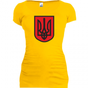 Подовжена футболка з червоно-чорним гербом України