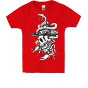 Детская футболка со скорпионом, змеей и черепом ковбоя