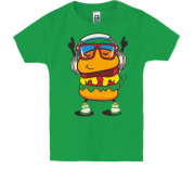 Детская футболка с гамбургером в наушниках
