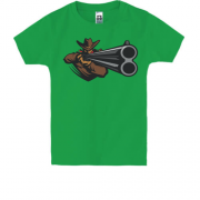 Детская футболка с охотником и ружьем