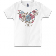 Дитяча футболка з вінтажним намистом із квітів