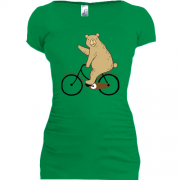 Подовжена футболка з ведмедем на велосипеді