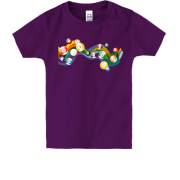 Детская футболка с бильярдными шарами на волнах