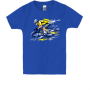 Детская футболка с едущим велосипедистом