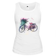 Майка с велосипедом и цветами