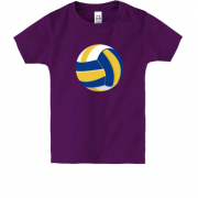 Детская футболка с сине-желтым волейбольным мячом