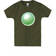 Детская футболка с зеленым волейбольным мячом