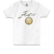 Детская футболка с волейбольным мячом и чайками