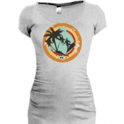 Подовжена футболка з серфінгістом і пальмами