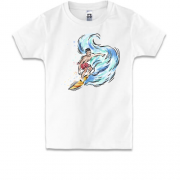 Дитяча футболка з серфінгістом і хвилею