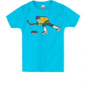 Детская футболка с хоккеистом и шайбой