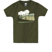 Дитяча футболка з велосипедистами в горах