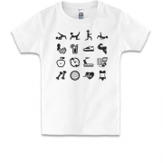 Детская футболка с иконками для зала