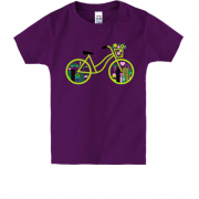 Детская футболка с зеленым велосипедом