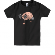 Детская футболка с мозгом и гантелями