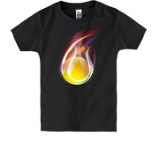 Детская футболка с огненным теннисным мячом