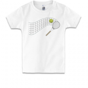 Дитяча футболка з тенісною сіткою, ракеткою і м'ячем