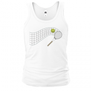 Майка с теннисной сеткой, ракеткой и мячом