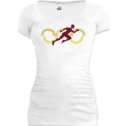 Подовжена футболка з бігуном і олімпійськими кільцями