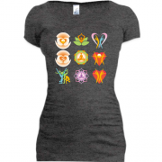 Подовжена футболка з символами йоги