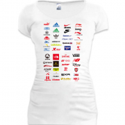 Подовжена футболка зі спортивними брендами
