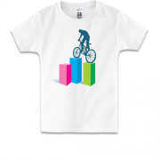 Детская футболка с велосипедистом на кубиках