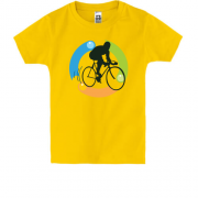 Дитяча футболка з велосипедистом і частинками