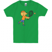 Детская футболка с собакой теннисистом