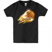 Детская футболка с горящим баскетбольным мячом Basketball