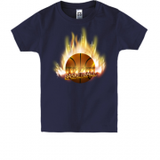 Детская футболка с баскетбольным мячом который горит