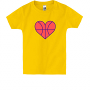 Детская футболка с баскетбольным мячом в виде сердца