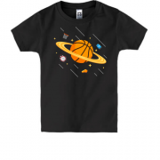 Детская футболка с баскетбольным мячом планетой