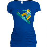 Подовжена футболка зі сноубордистом і бордом