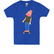Детская футболка с хипстером на скейте