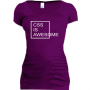 Подовжена футболка з написом "Css is awesome"