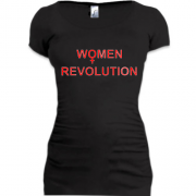 Подовжена футболка з написом "women revolution"