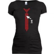 Женская удлиненная футболка Галстук и курсор