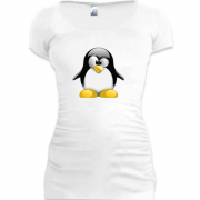 Женская удлиненная футболка Пингвин Ubuntu