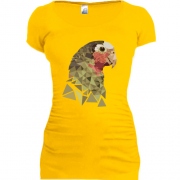 Подовжена футболка з дизайнерським папугою