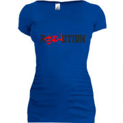 Подовжена футболка з написом "REVOLUTION LOVE"