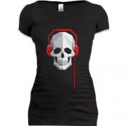 Подовжена футболка з дизайнерським черепом в навушниках