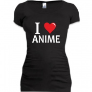 Женская удлиненная футболка я люблю аниме