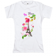 Футболка с Эйфелевой башней и цветами "Paris"