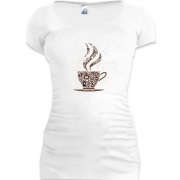 Подовжена футболка з чашкою кави "koffee time"