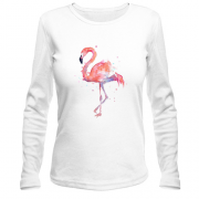Лонгслив с акварельным фламинго