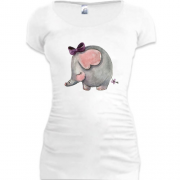 Подовжена футболка зі слоником дівчинкою