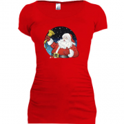 Подовжена футболка з Санта Клаусом і дзвіночком