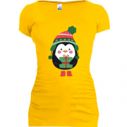 Подовжена футболка із зображенням пінгвіна з подарунком